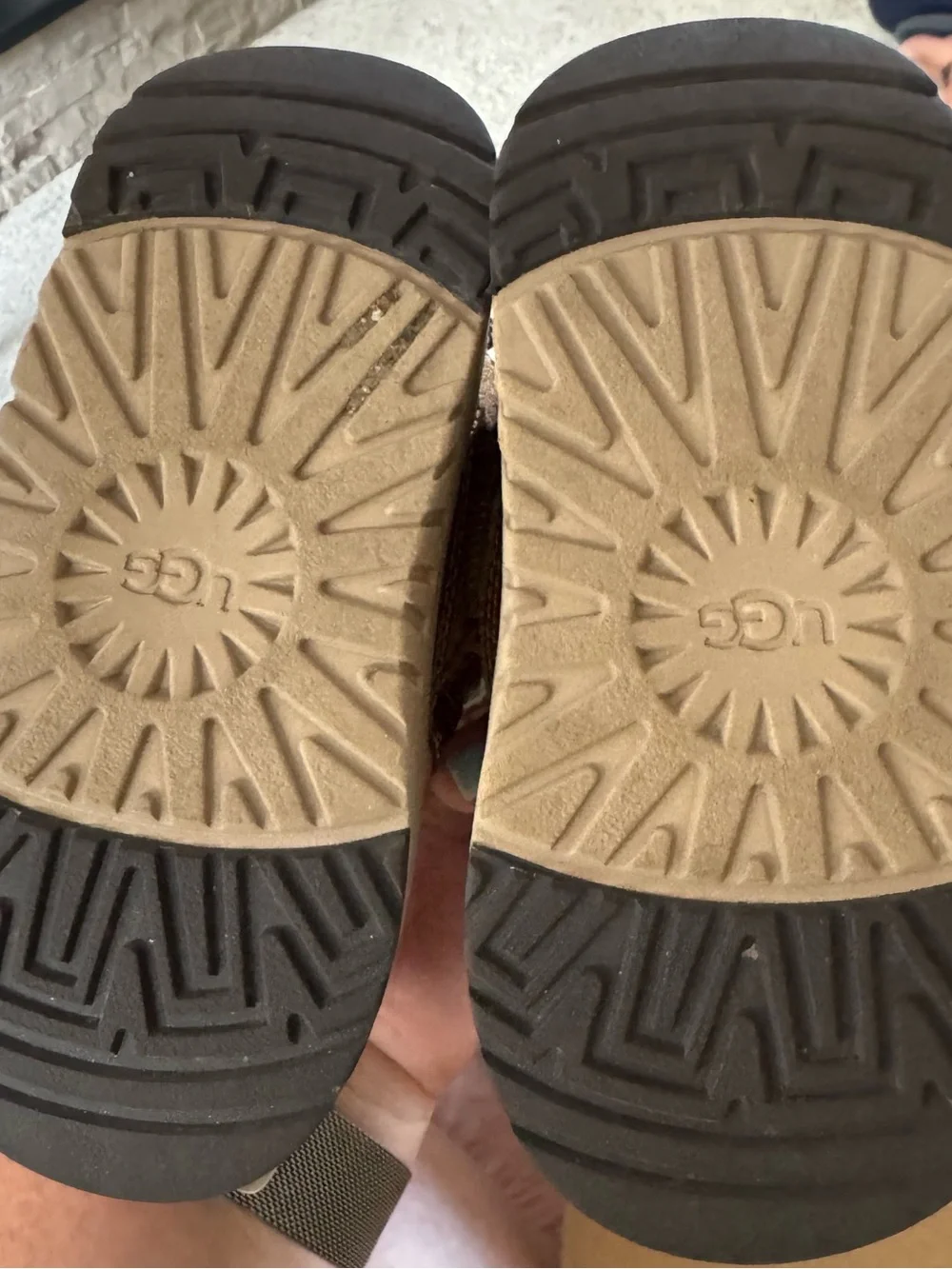 UGG Kids Tan Suede Velcro Boots
